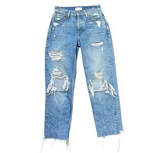 Boyish Tommy Jeans High-Waist Straight Leg Women's Size 25 Distressed Frayed Hem
